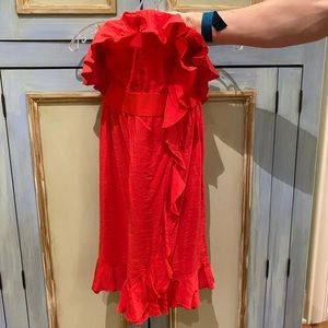 Ruffle Red Strapless Dress